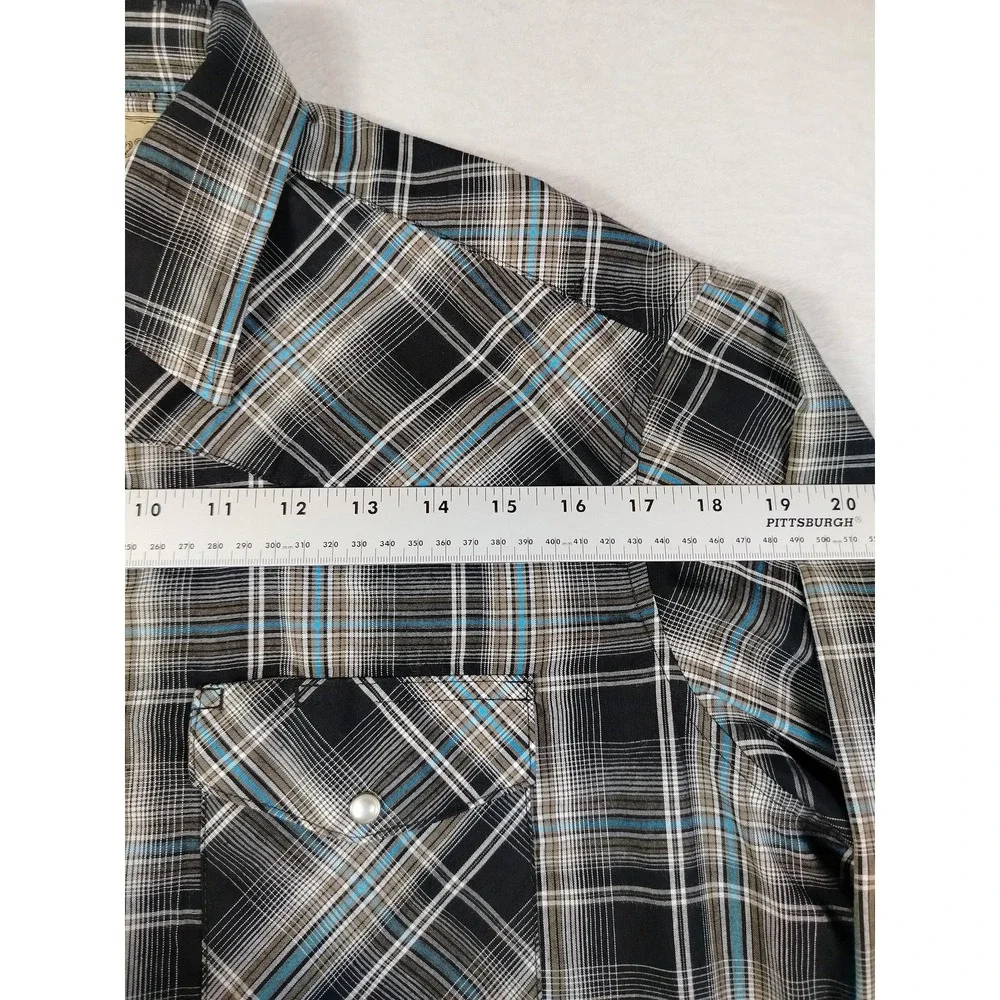 Wrangler Shirt Mens Large Multicolor Plaid Western Pearl Snap Cowboy Roder PBR